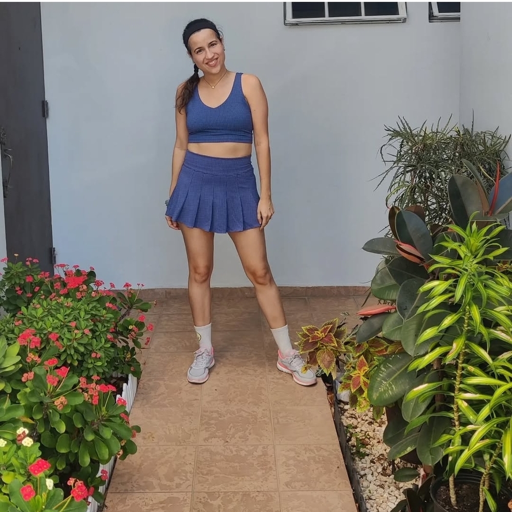 Blue Athletic Crop Top and Skirt Set